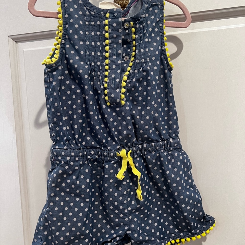 Mini Biden Polka Dot Kids Romper with Yellow Accents